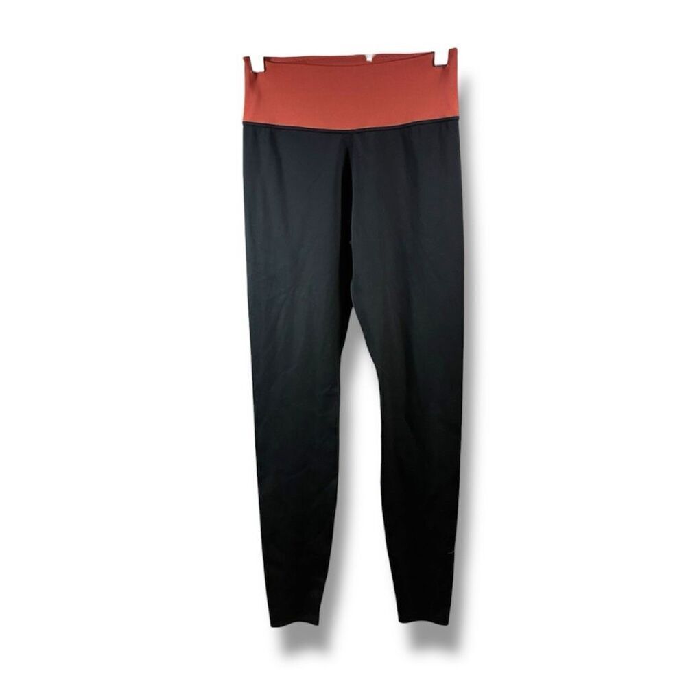 Nike Dri-Fit High Waisted Full Lenght Color Block Leggings in Maroon Black Size
